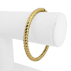 14k Yellow Gold 12.8g Solid 5mm Spiral Twisted Bangle Bracelet Italy 7"