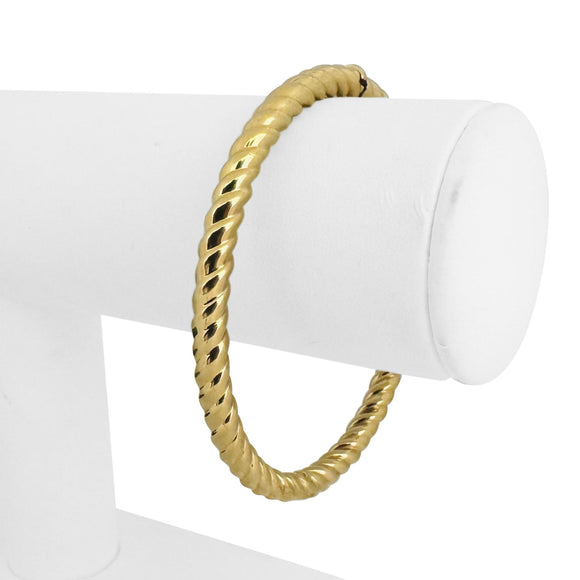 14k Yellow Gold 12.8g Solid 5mm Spiral Twisted Bangle Bracelet Italy 7