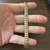 14k Yellow and White Gold 13g Ladies 8mm Fancy Link Bracelet 7"