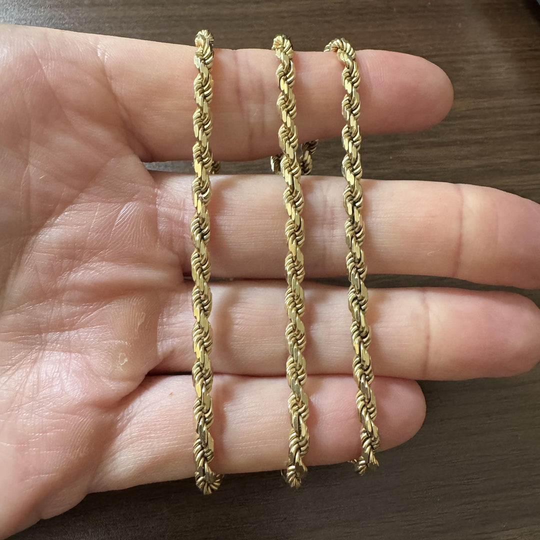 14k Yellow Gold 36.4g Solid Diamond Cut 4mm Rope Chain Necklace Italy 24"