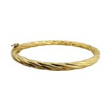 14k Yellow Gold 6.9g Ladies Textured 5mm Twisted Spiral Bangle Bracelet Italy 7"