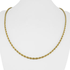 14k Yellow Gold 16.8g Solid Diamond Cut 3mm Rope Chain Necklace 22"