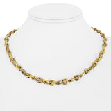 14k Yellow and White Gold 24.4g Ladies Fancy Link Ball Necklace Italy 17.5"