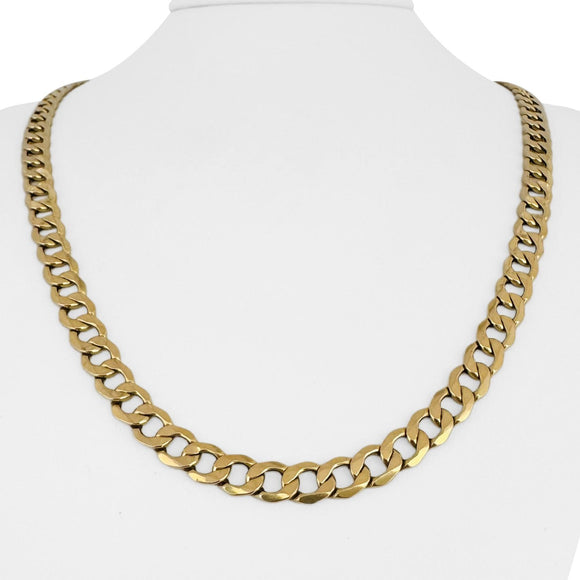 10k Yellow Gold 11.4g Hollow Light 7mm Curb Link Chain Necklace Italy 22