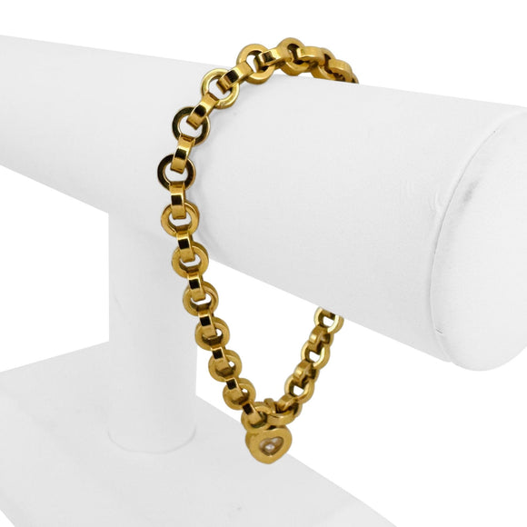 Chopard 18k Yellow Gold and Floating Diamond Charm Rolo Link Bracelet 7.5