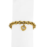 Chopard 18k Yellow Gold and Floating Diamond Charm Rolo Link Bracelet 7.5"