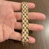 14k Yellow White and Rose Gold 36.8g Heavy Vintage Fancy Link Bracelet 7.25"