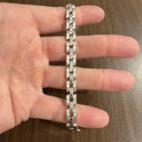 14k White Gold 21.5g Vintage Solid 8mm Panther Link Bracelet 7.5"
