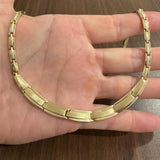 14k Yellow Gold 16.1g Ladies Graduated Fancy Panel Link Necklace 17"