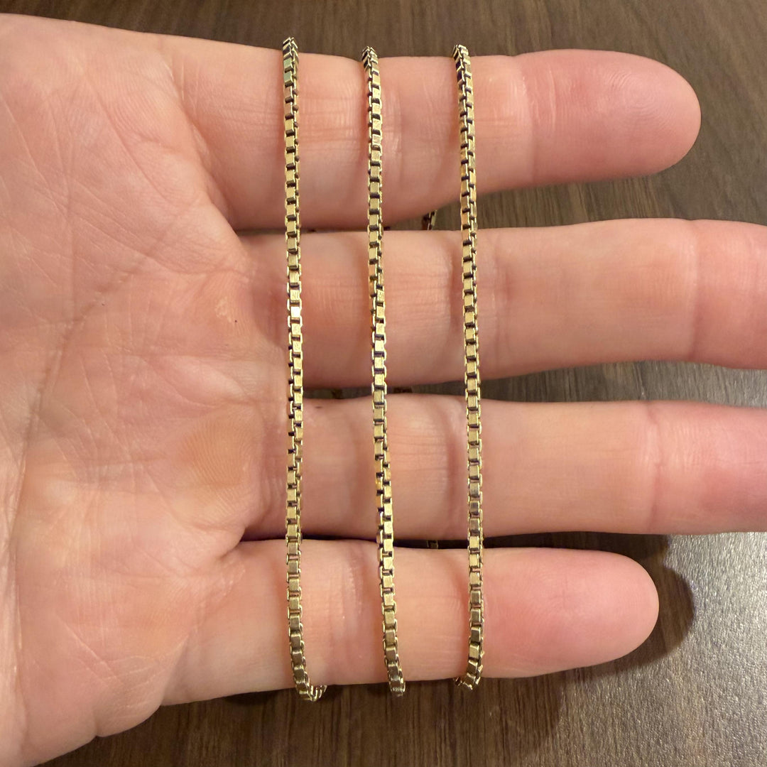 14k Yellow Gold 15.3g Solid Vintage 2mm Box Link Chain Necklace 24"
