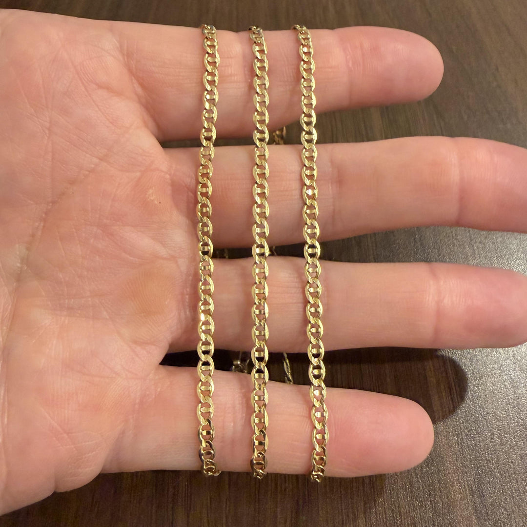 14k Yellow Gold 10g Solid Thin 3mm Mariner Link Chain Necklace Italy 26"