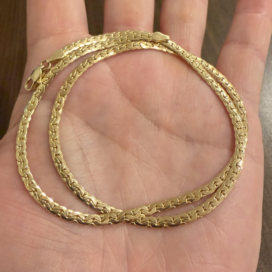 14k Yellow Gold 19.8g Ladies Thick 3.5mm Flattened C Link Necklace 20"