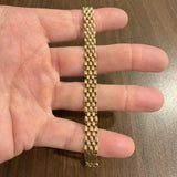 14k Yellow Gold 12.2g Vintage Faceted 8mm Panther Link Bracelet Italy 7"