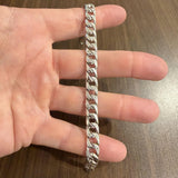14k White Gold and Diamond 36.5g Solid Men's 9mm Curb Link Bracelet 8"