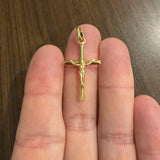 18k Yellow Gold 2.4g Vintage Cross Crucifix Pendant 1.5"