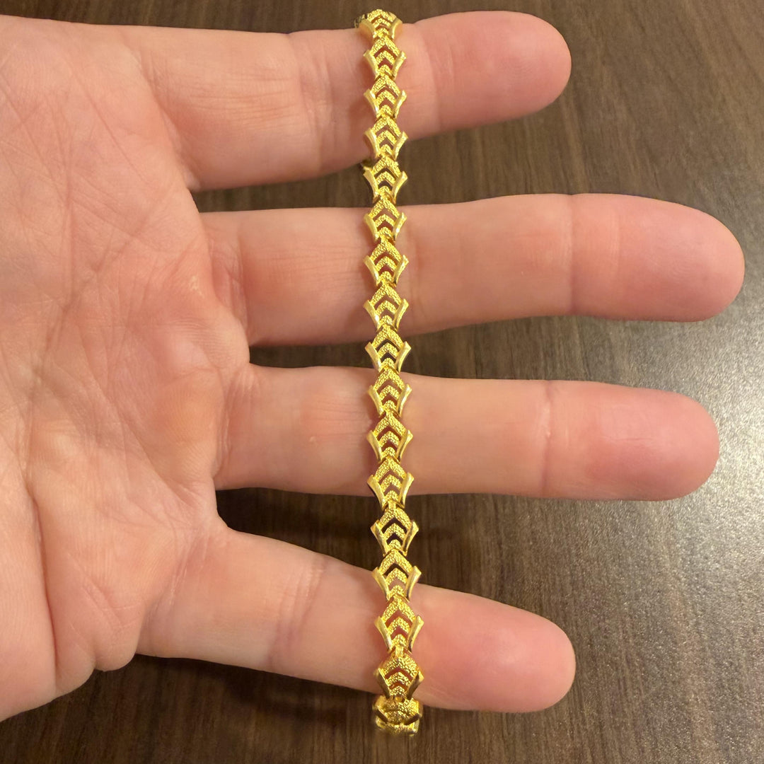 24k Pure Yellow Gold 17.9g Solid Heavy 7.5mm Fancy Link Bracelet 7"