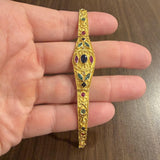 18k Yellow Gold and Gemstone 17.2g Solid Vintage Panel Link Bracelet 7"