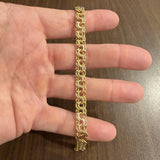 18k Yellow Gold 27g Solid Heavy Vintage Double Curb Link Bracelet 7.75"