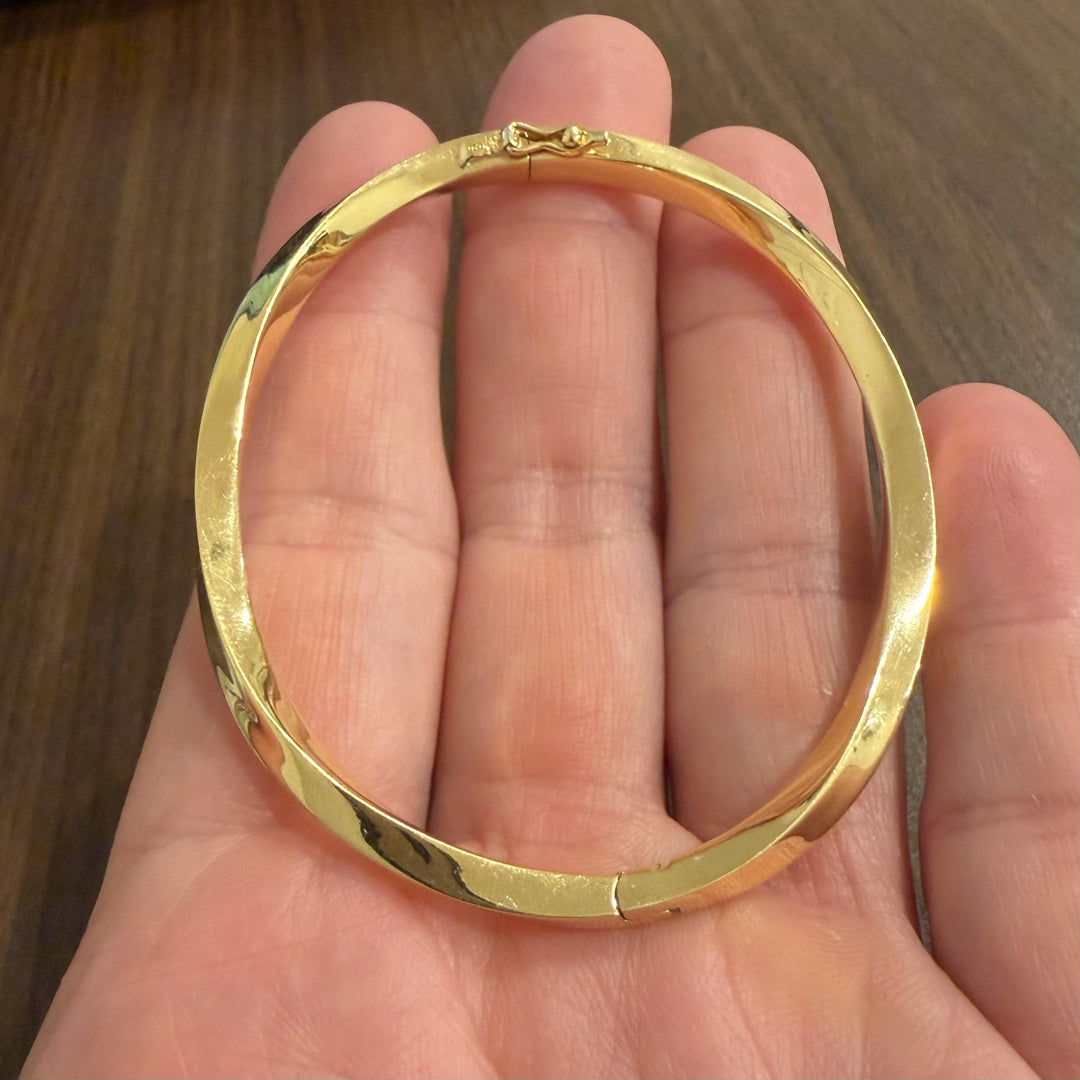 18k Yellow Gold 18g Solid Vintage 5.5mm Twisted Bangle Bracelet 7.25"