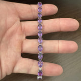 14k White Gold and Amethyst 9.8g Ladies Link Bracelet 7.5"