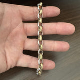 14k Yellow and White Gold 12.2g Hollow Light Rolo Link Bracelet Italy 8"