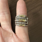 David Yurman 14k Yellow Gold and 925 Sterlin Silver Cable Band Ring Size 7