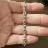 14k Yellow Gold Emerald and Diamond Ladies Fancy Link Bracelet 6.5"
