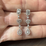 14k White Gold and Diamond Drop Dangle Earrings with Cert