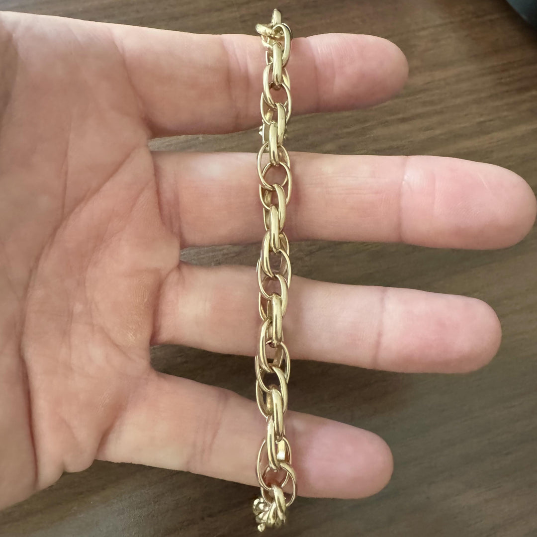 14k Yellow Gold 25.4g Solid Ladies 8mm Fancy Twisted Link Bracelet 7.5"