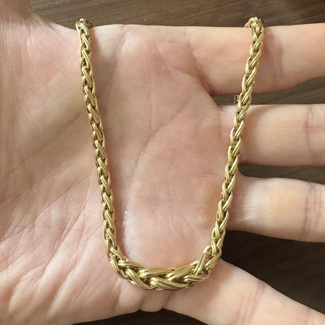 14k Yellow Gold 20.6g Vintage Graduated Ladies Wheat Link Necklace 16"