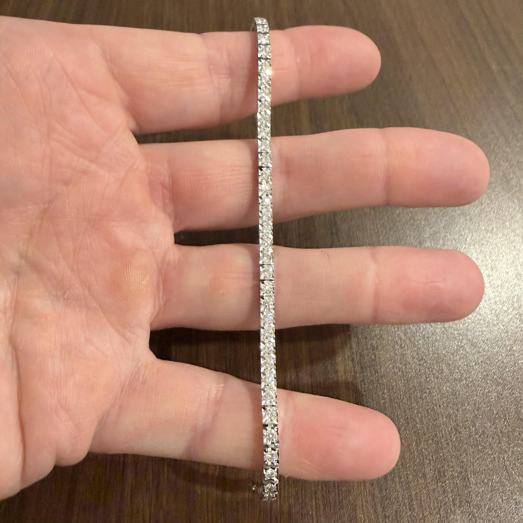 18k White Gold and 2cttw Diamond Tennis Link Bracelet Italy 6.25"
