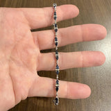 14k White Gold Sapphire and Diamond Ladies Fancy Link Bracelet 7.25"
