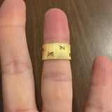 14k Yellow Gold 8g Solid Satin Finish Diamond Cut Starburst Band Ring Size 6.5