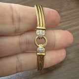 18k Yellow Gold and Diamond Vintage Cable Bangle Bracelet 6.5"
