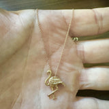 Roberto Coin 18k Yellow Gold and Diamonds Flamingo Pendant Necklace Italy 17"
