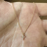 Tiffany & Co. 18k Yellow Gold and Diamond Mini Metro Cross Pendant Necklace 16"