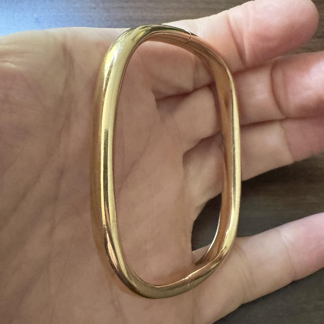 18k Yellow Gold 22g Heavy Vintage 7.5mm Squared Bangle Bracelet Italy 7"