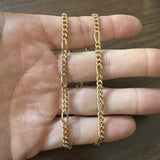 18k Yellow Gold 23.4g Solid Vintage 4.2mm Figaro Link Chain Necklace Italy 16"