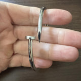 14k White Gold 13.2g Polished Large Hinged Nail Bangle Bracelet 7.75"