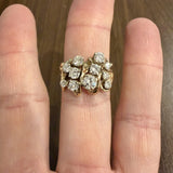 14k Yellow Gold and 1.75cttw Diamond Solid Vintage Cluster Ring Size 9