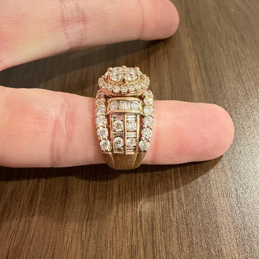 14k Rose Gold and 4.60cttw Diamond Large Cluster Halo Ring Size 6.75