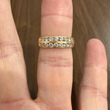 14k Yellow Gold and 0.90cttw Diamond Two Row Band Ring Size 7