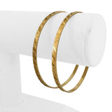 Pair of 18k Yellow Gold 16.8g Solid Textured Striped Bangle Bracelets 7.75"