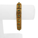 18k Yellow Gold 37.4g Solid Vintage Turquoise Square Link Bracelet 7.25"
