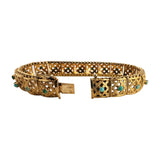 18k Yellow Gold 37.4g Solid Vintage Turquoise Square Link Bracelet 7.25"