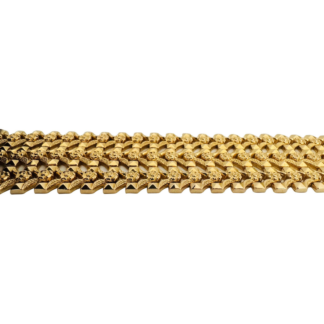 18k Yellow Gold 48.5g Heavy Wide 34mm Vintage Fancy Link Bracelet Italy 7.25"