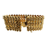 18k Yellow Gold 48.5g Heavy Wide 34mm Vintage Fancy Link Bracelet Italy 7.25"