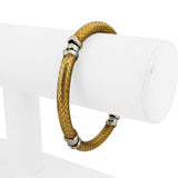 18k Two Tone Gold 28g Satin Finish Flex Link Bangle Bracelet Italy 7"