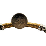18k Two Tone Gold 28g Satin Finish Flex Link Bangle Bracelet Italy 7"