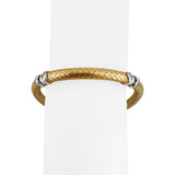 18k Two Tone Gold 28g Satin Finish Flex Link Bangle Bracelet Italy 7"